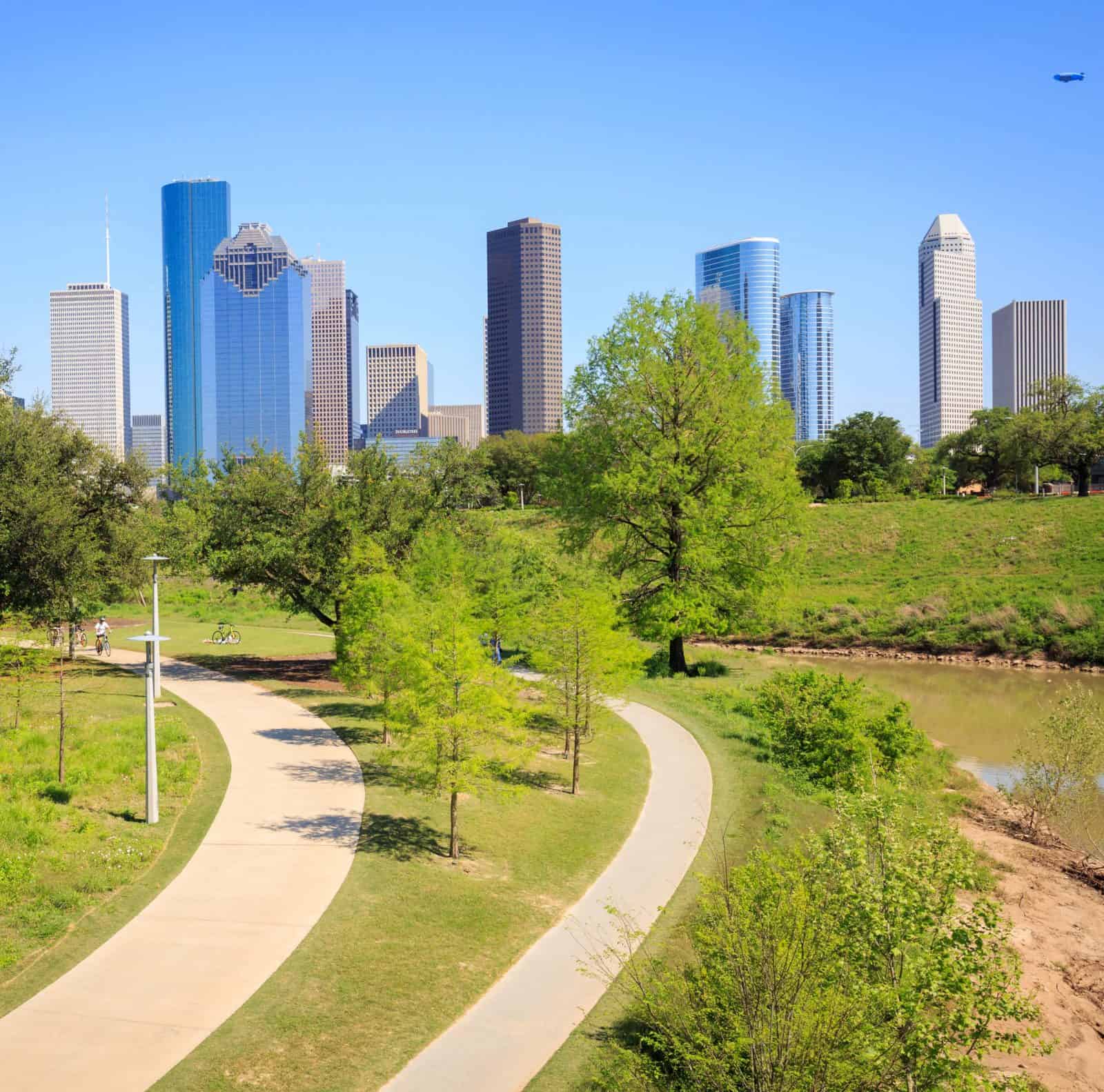 drone photo of Houston, Texas city