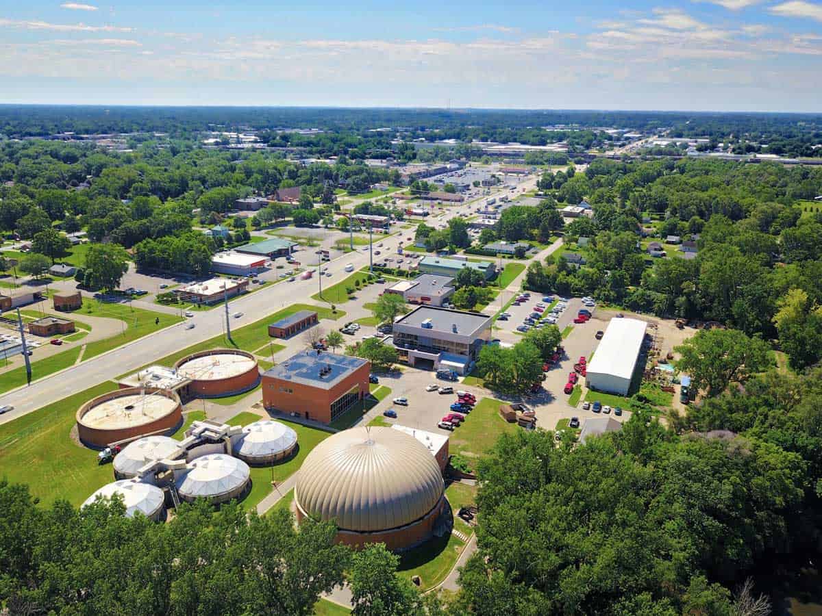 Aerial Drone Photos of Wastewater Treatment Plant, Elkhart, IN 46516