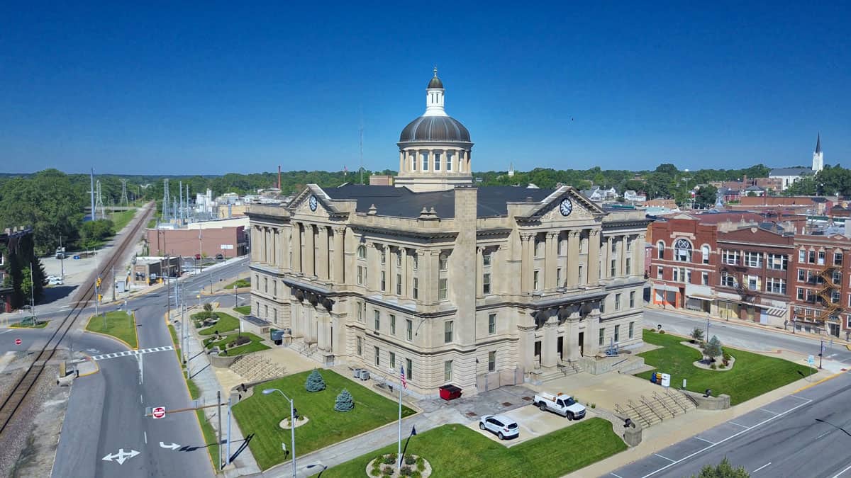 Aerial Drone Photography Huntington County Courthouse, Indiana 46750