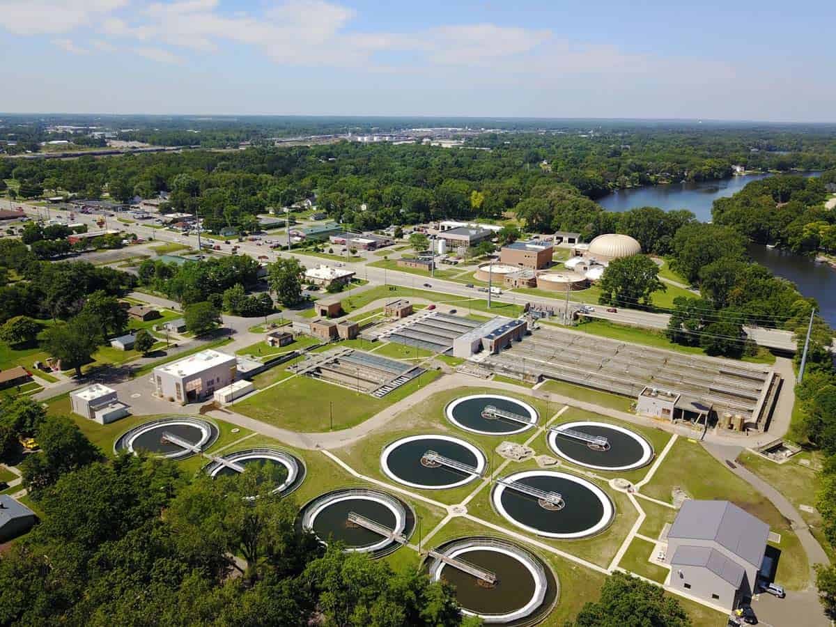 Aerial Drone Photos of Wastewater Treatment Plant, Elkhart, IN 46516