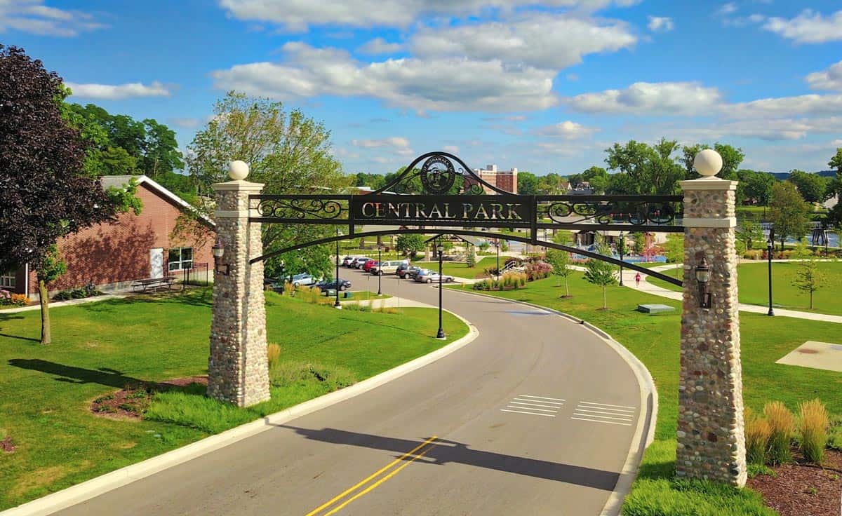 Aerial Drone Photos of Central Park at Mishawaka in Indiana 46545