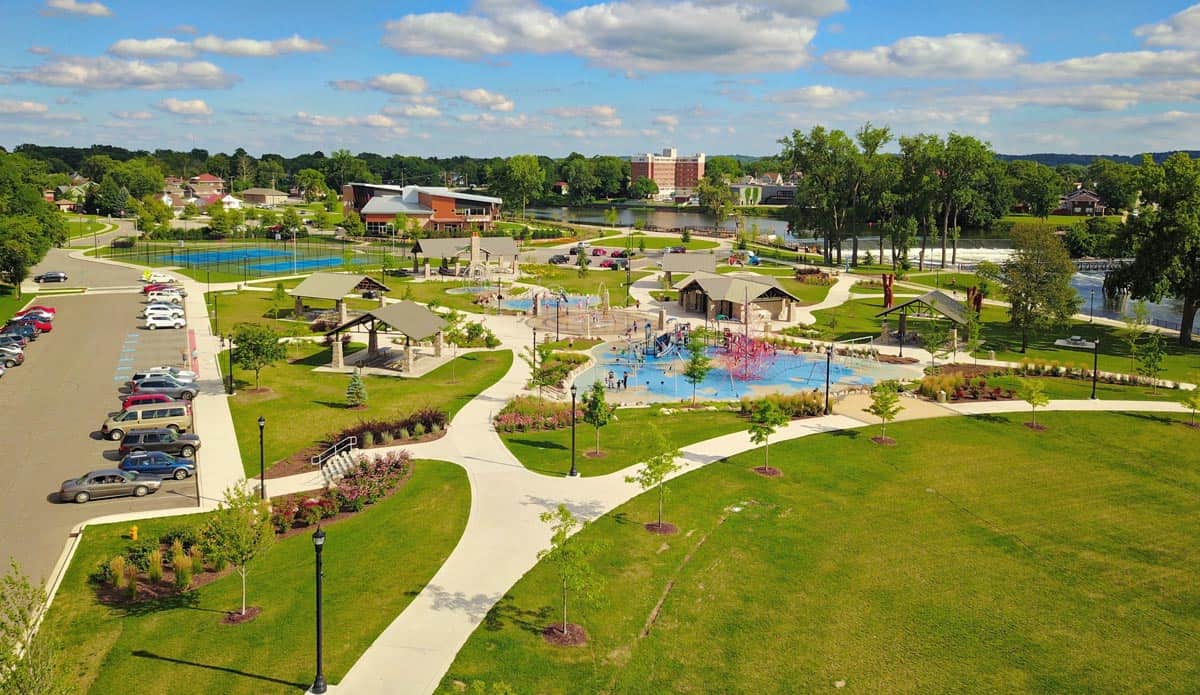 Aerial Drone Photos of Central Park at Mishawaka in Indiana 46545