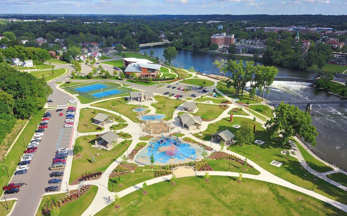 Aerial Drone Photos of Central Park at Mishawaka in Indiana 46545