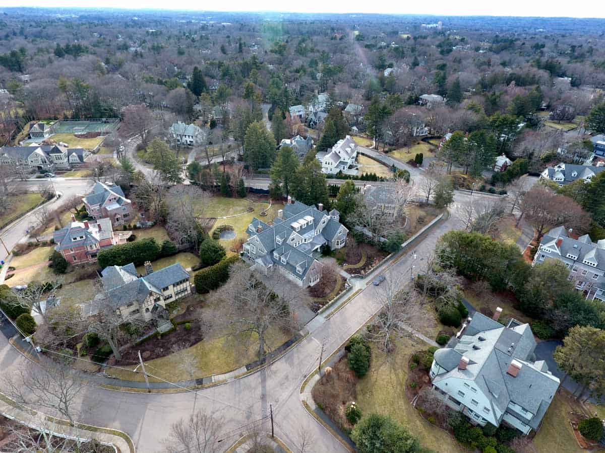 Real Estate Aerial Drone Photography 235 Highland Ave, Newton, MA