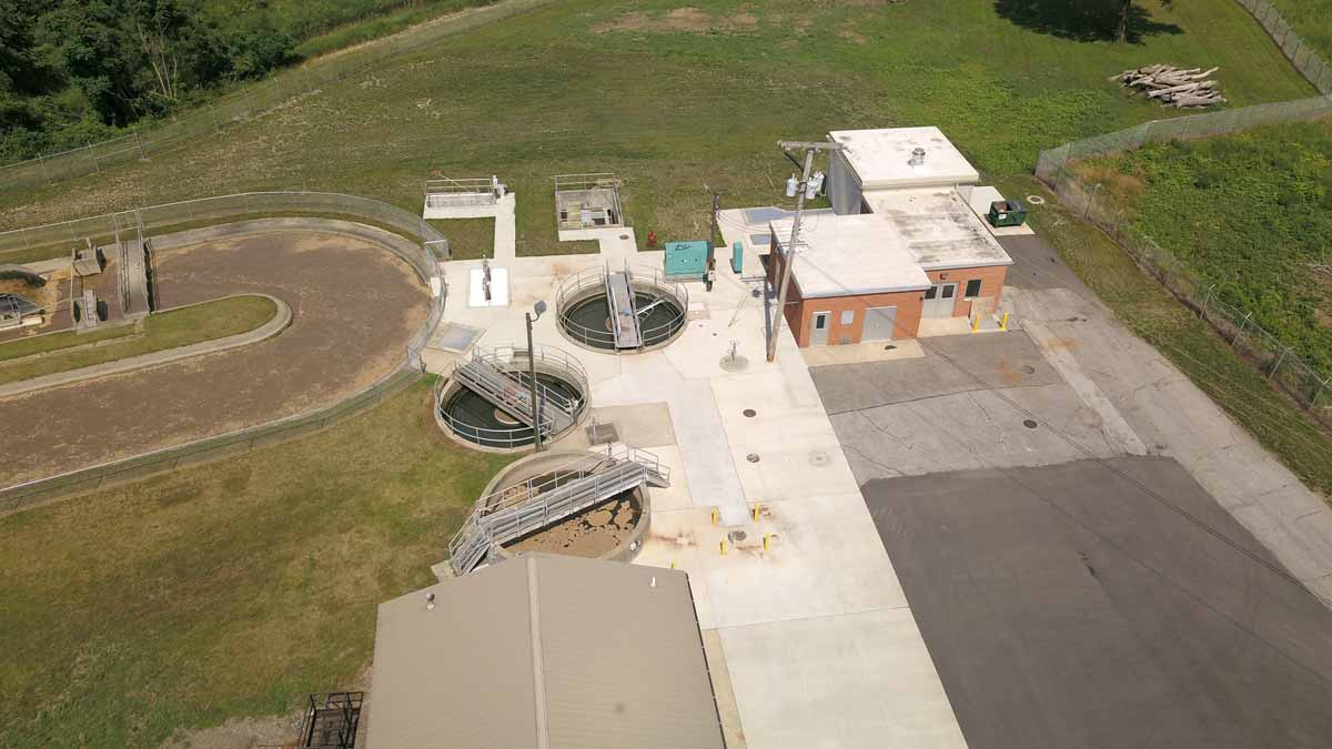 Drone Photo Inspection of Wastewater Treatment Plant North Liberty
