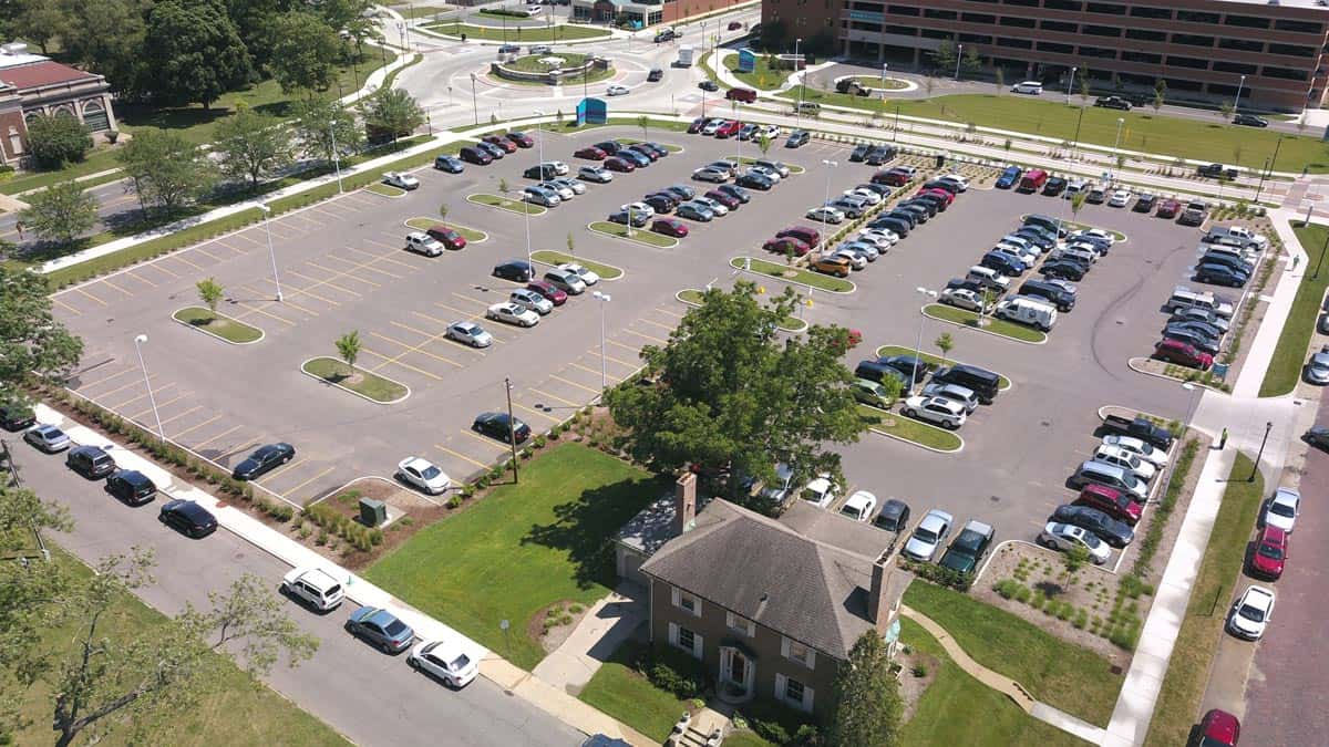 Aerial Drone Photography Beacon Parking Lots, South Bend Indiana