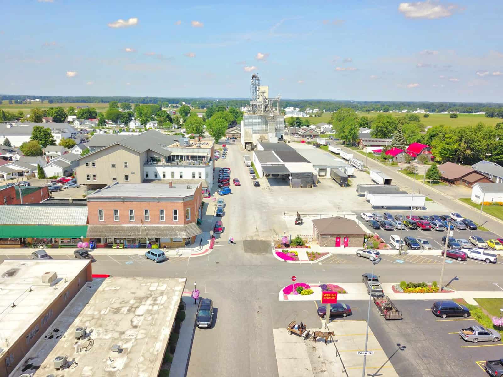 Aerial Drone Photos of Downtown Shipshewana, Indiana
