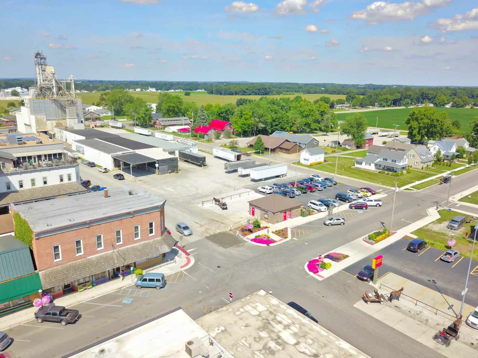 Aerial Drone Photos of Downtown Shipshewana, Indiana