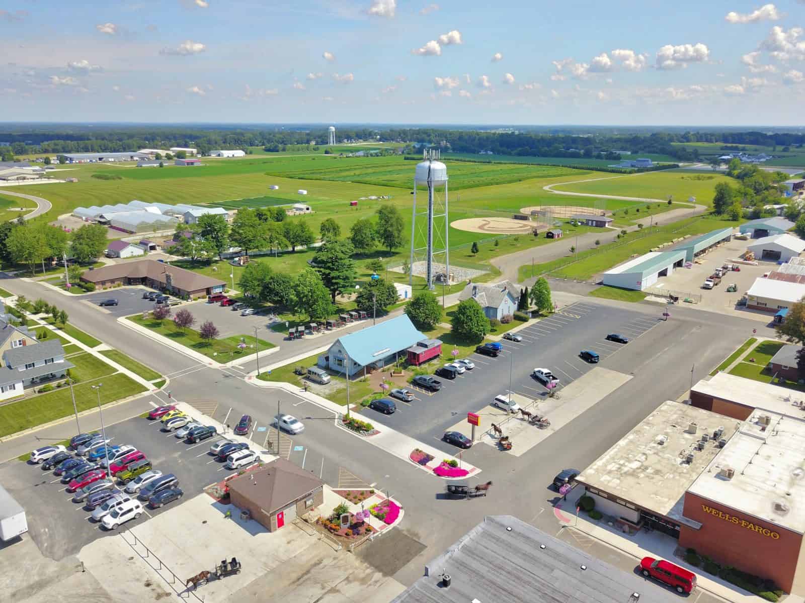 Aerial Drone Photos of Downtown Shipshewana, Indiana