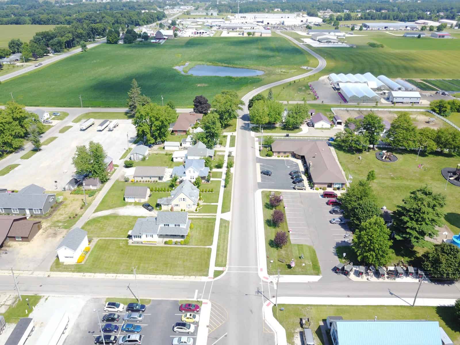 Aerial Drone Photos of Downtown Shipshewana, Indiana