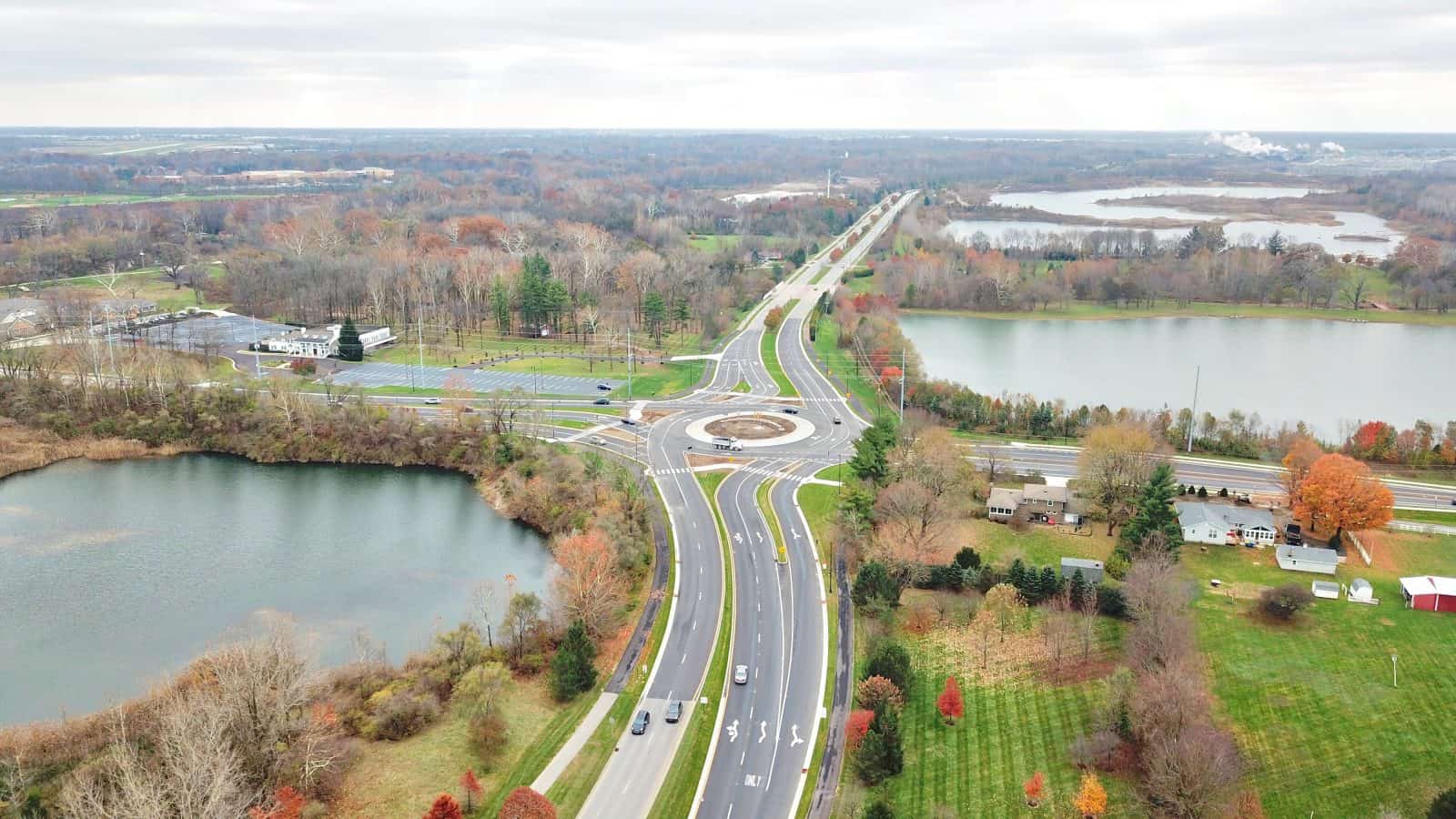 Aerial Drone Photos of 116th & Hazel Dell Roundabout, Carmel Indiana