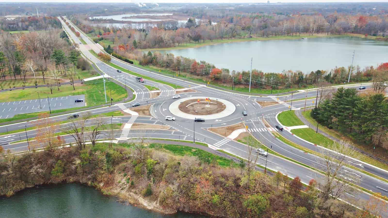 Aerial Drone Photos of 116th & Hazel Dell Roundabout, Carmel Indiana