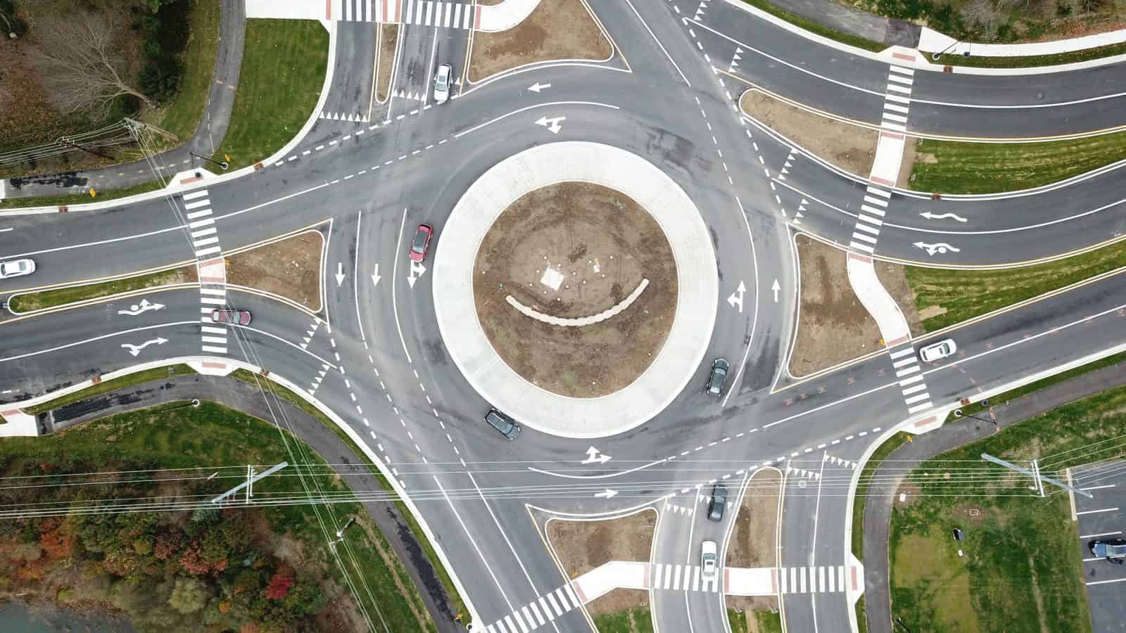 Aerial Drone Photos of 116th & Hazel Dell Roundabout, Carmel Indiana