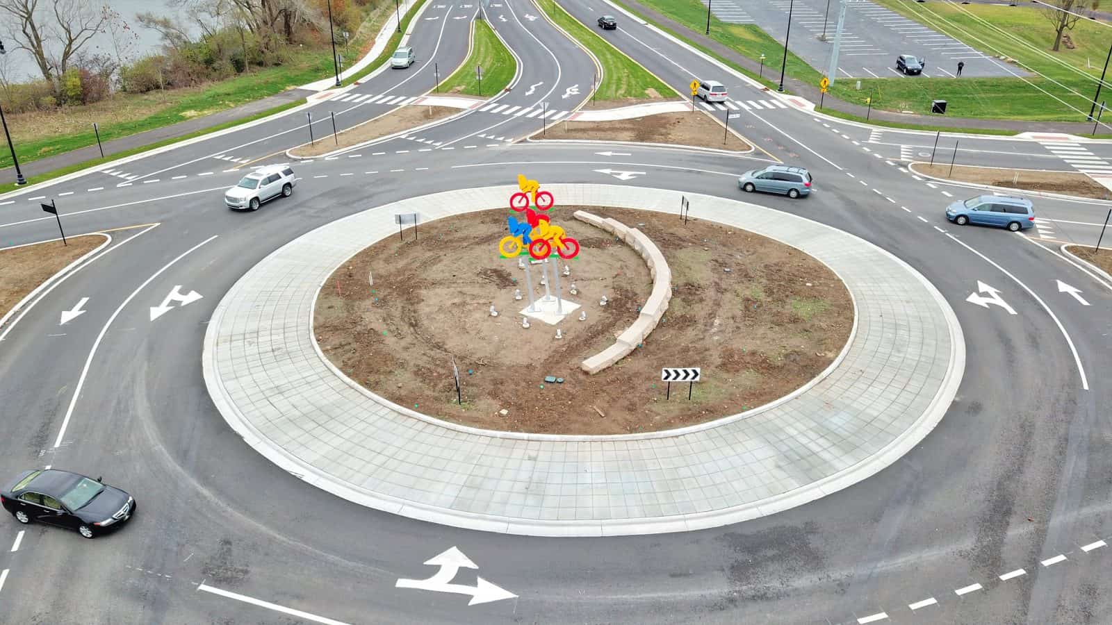 Aerial Drone Photos of 116th & Hazel Dell Roundabout, Carmel Indiana