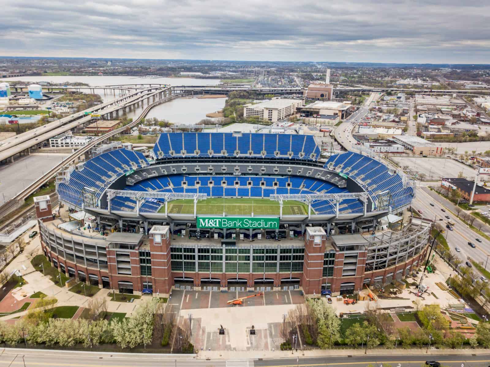 Aerial Drone Photos of M&T Bank Stadium Home of the Baltimore Ravens