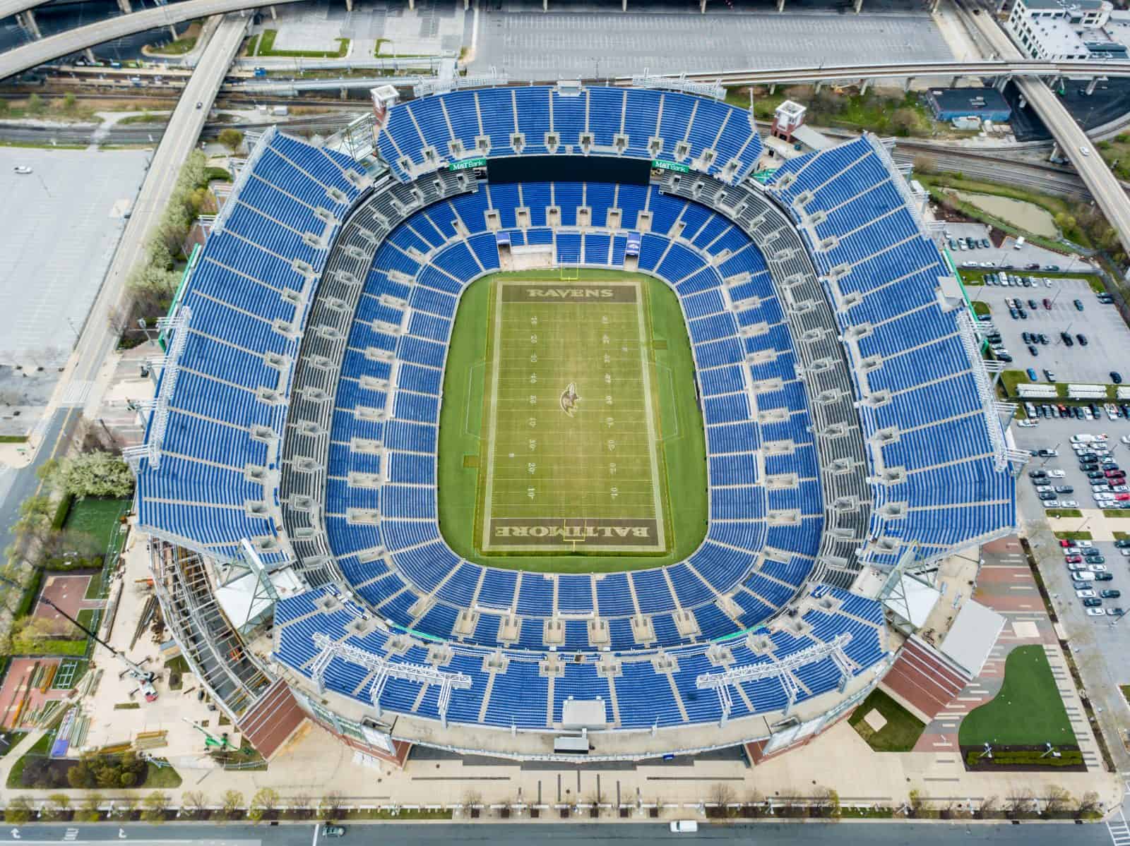 Aerial Drone Photos of M&T Bank Stadium | Home of the Baltimore Ravens
