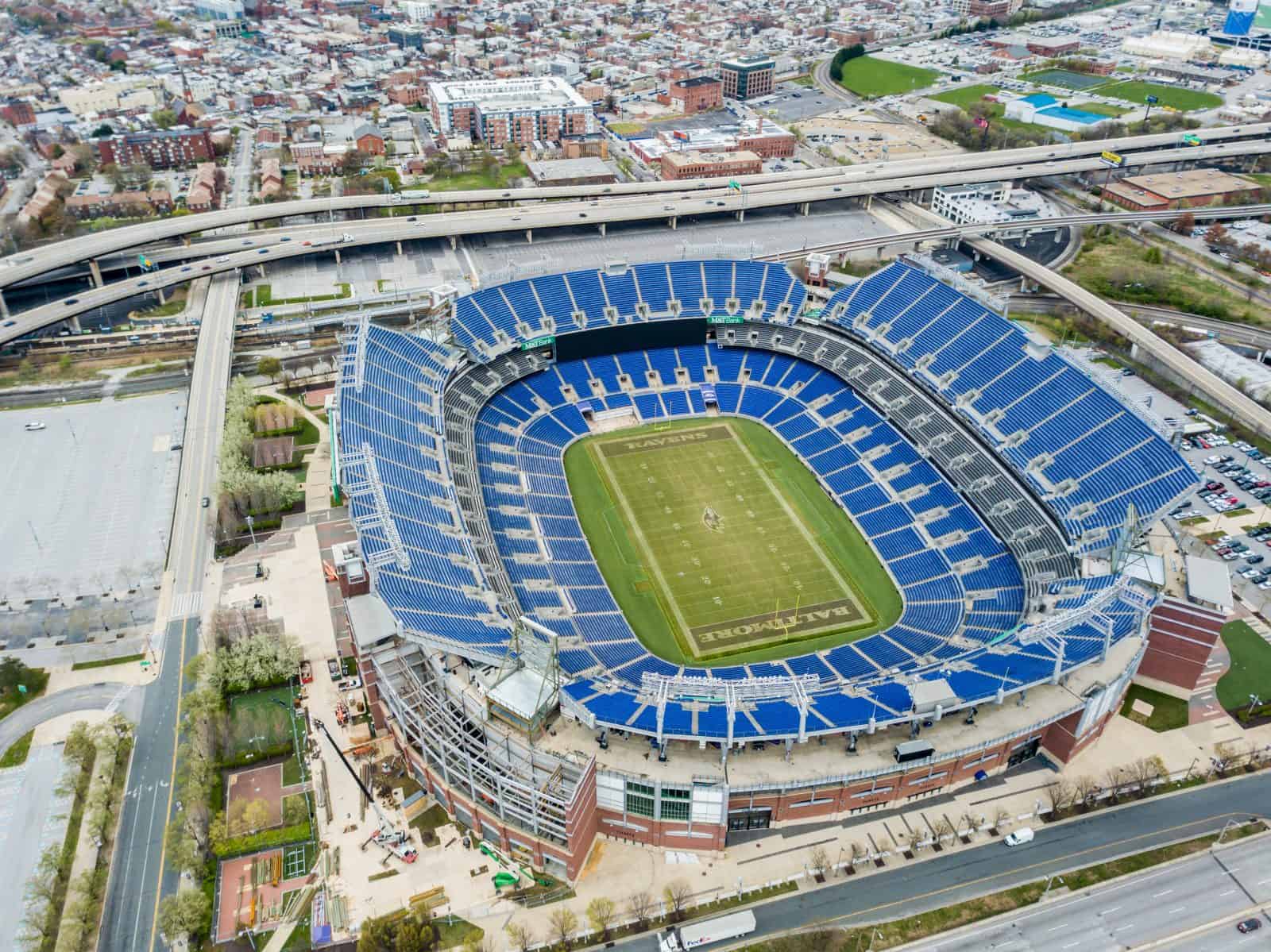 Aerial Drone Photos of M&T Bank Stadium | Home of the Baltimore Ravens