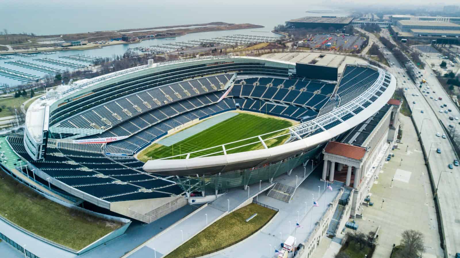 Aerial Drone Photography of Soldier Field in Chicago, Illinois