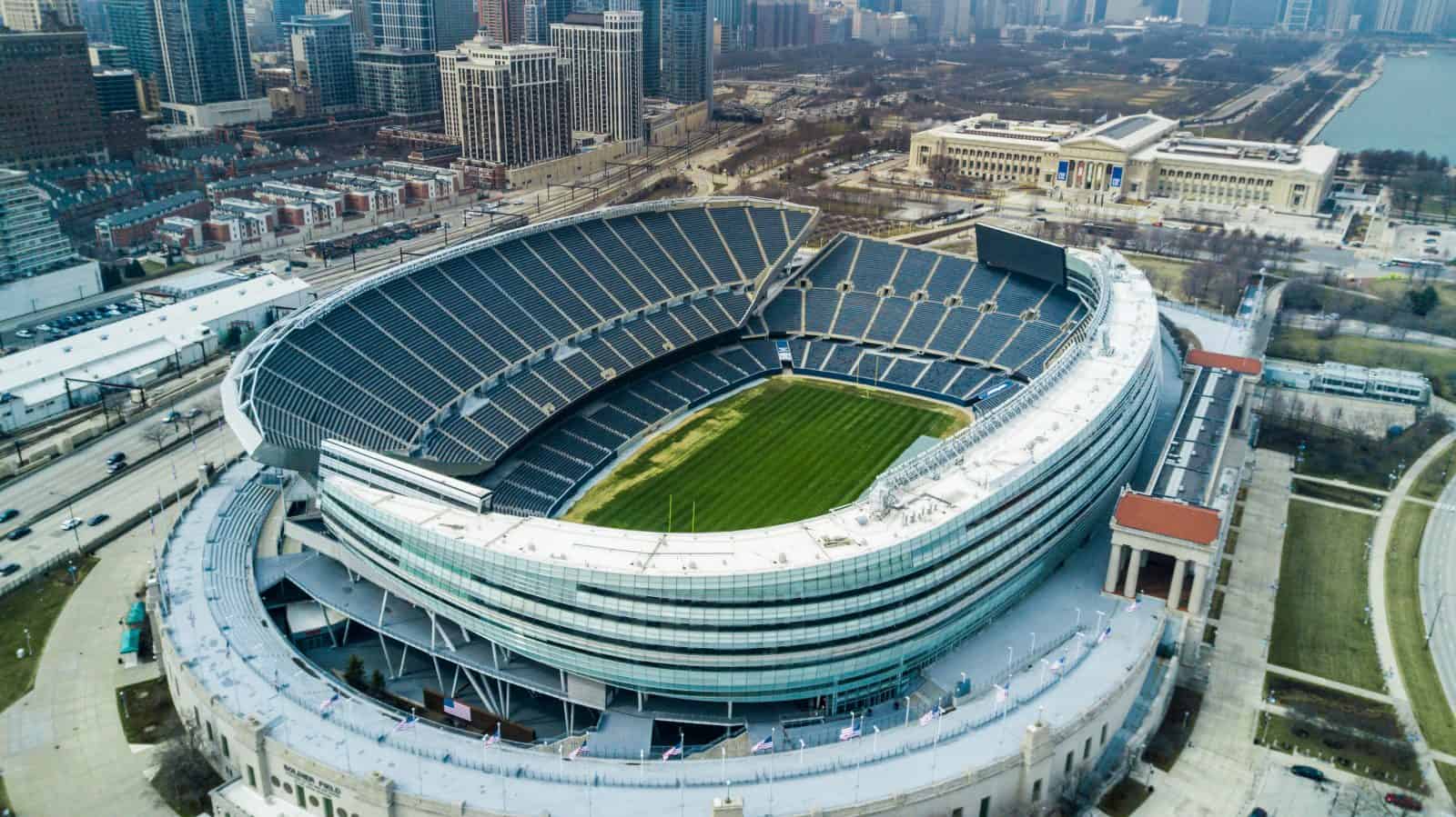 Aerial Drone Photography of Soldier Field in Chicago, Illinois