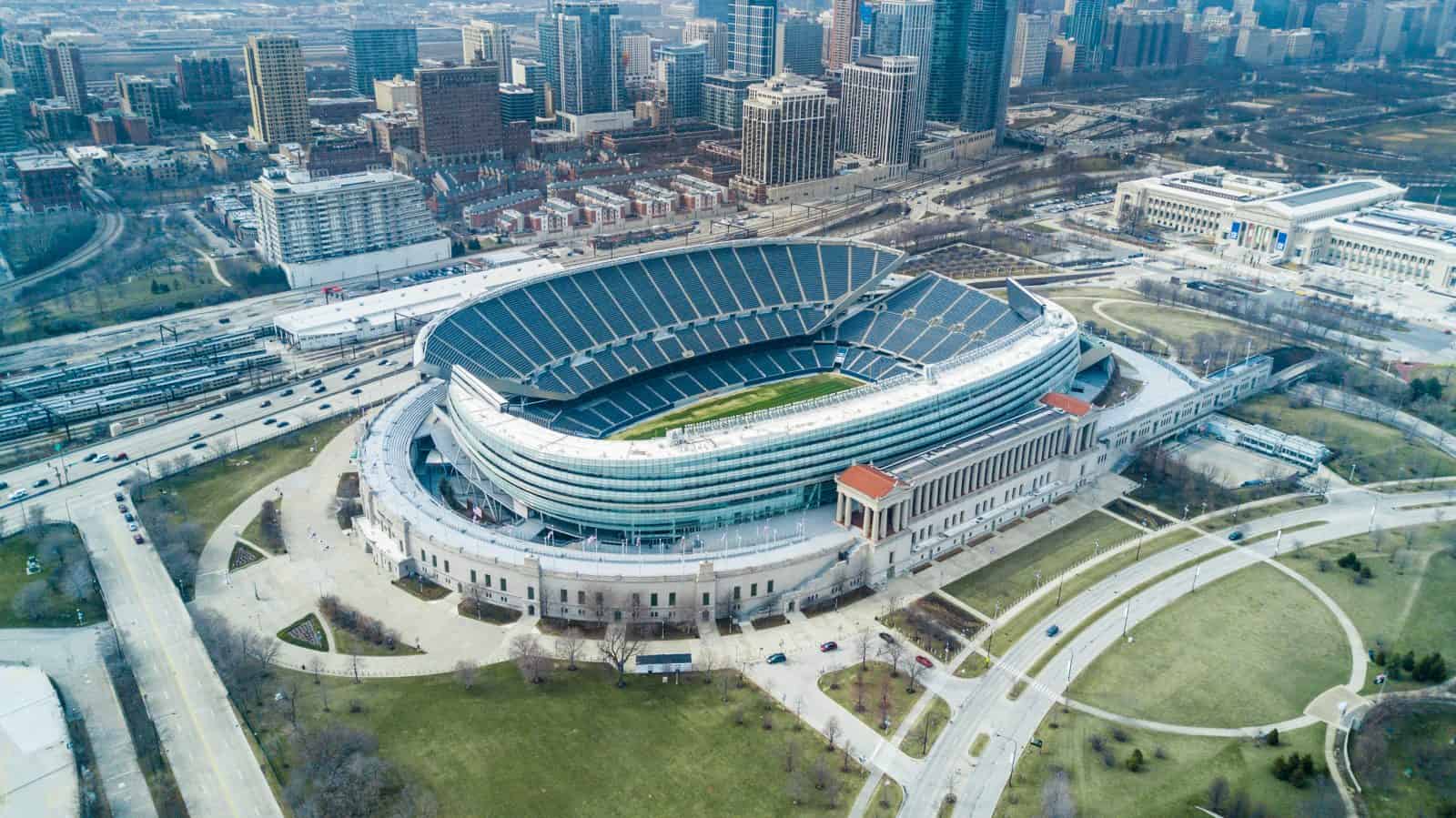 Aerial Drone Photography of Soldier Field in Chicago, Illinois