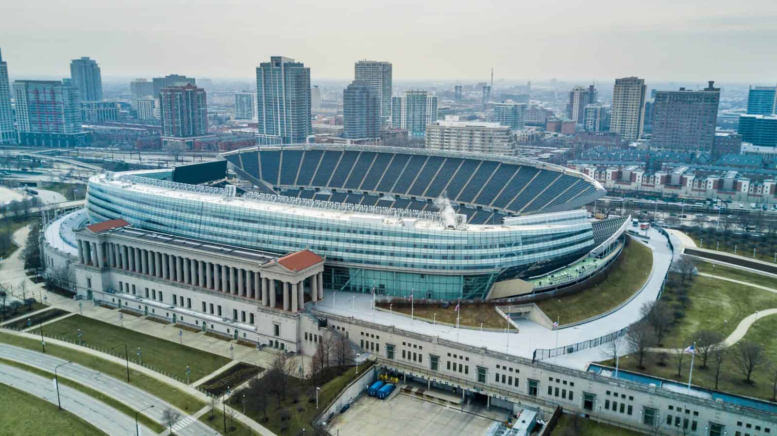 Aerial Drone Photography of Soldier Field in Chicago, Illinois