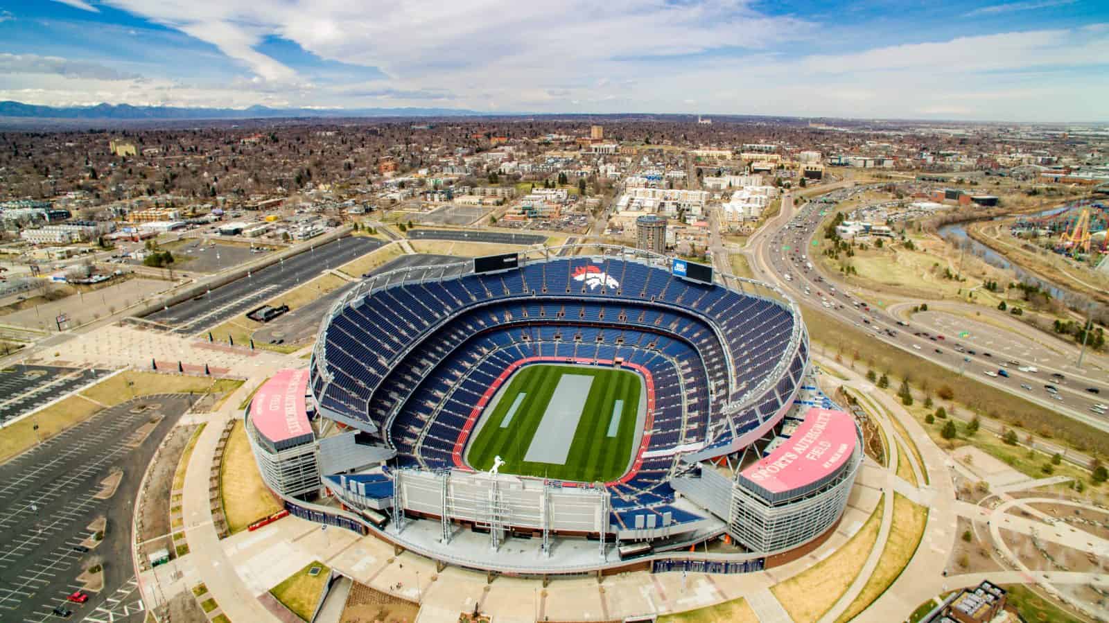 Aerial Drone Photos of Mile High Stadium Denver Broncos