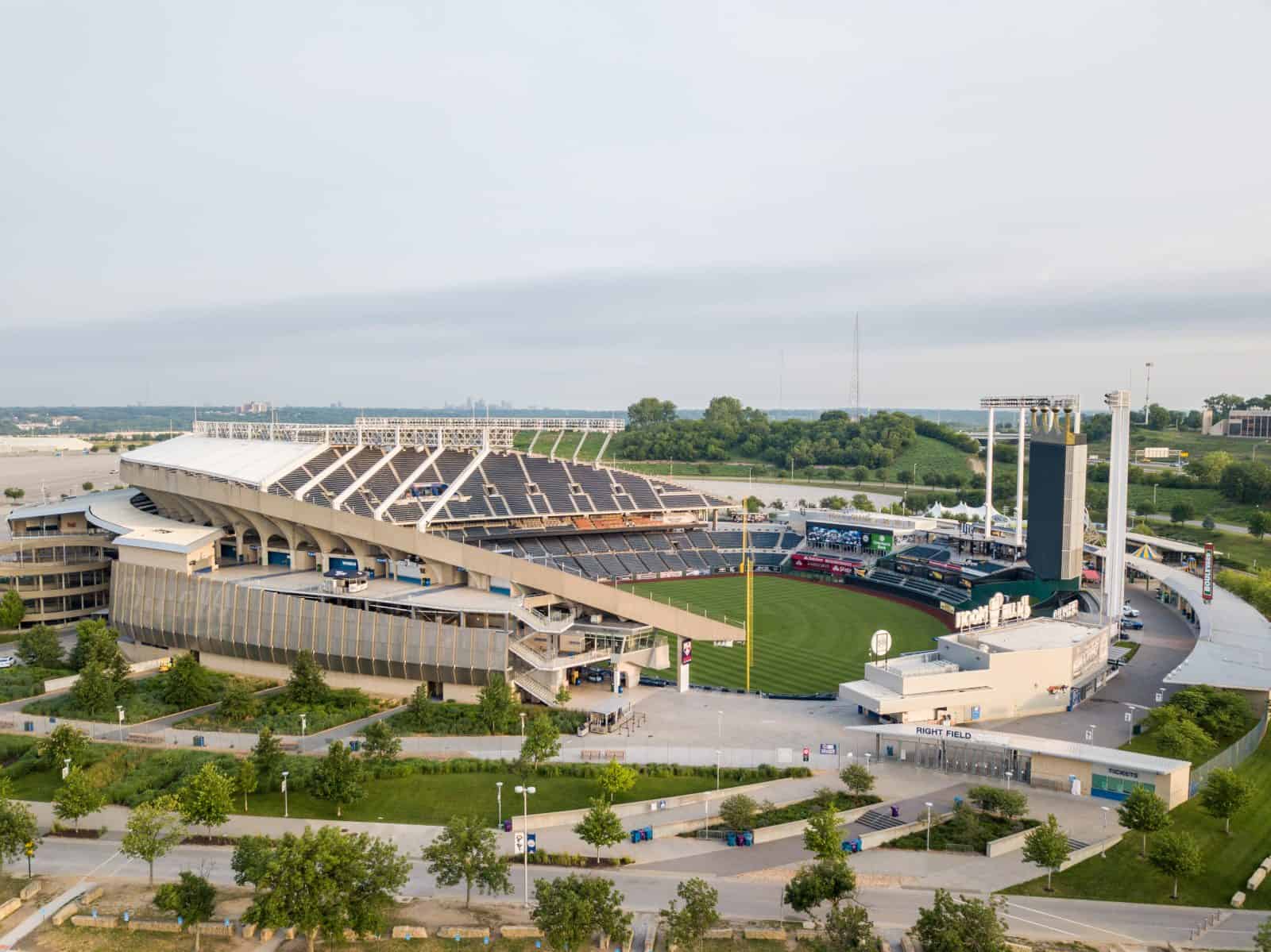 Aerial Drone Photos of Kauffman Stadium Kansas City, Missouri