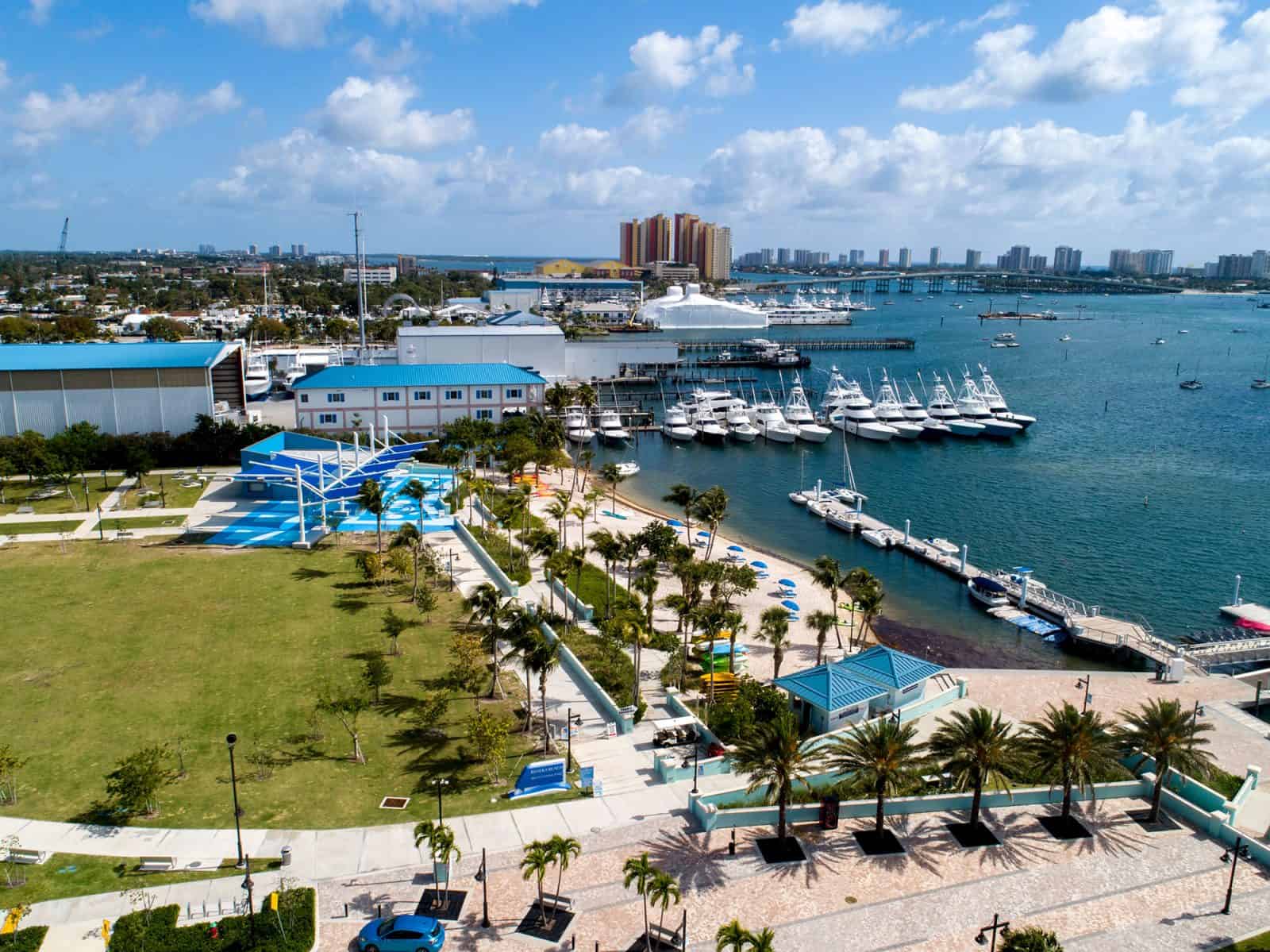 Drone Aerial Images of Boats in Marina in Riviera Beach, Florida