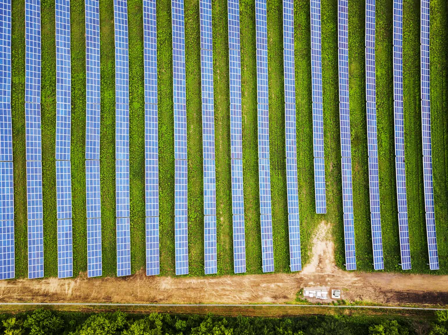 top down drone photo of solar field in Waconia, MN