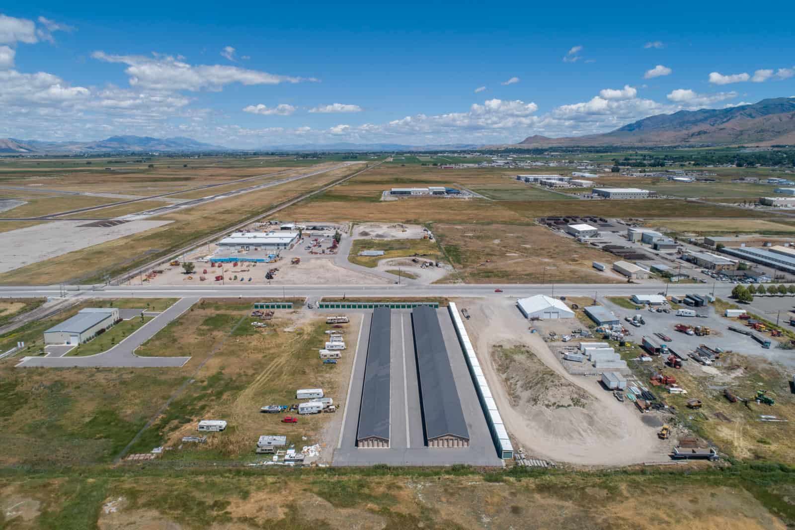 aerial drone photo of storage units in Utah