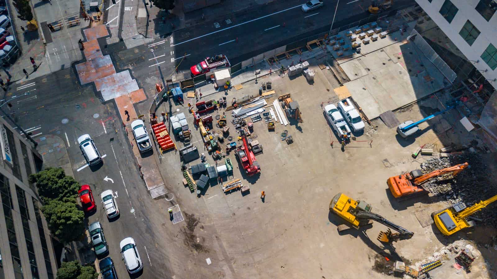 aerial view of construction site in the city of Seattle, Washington