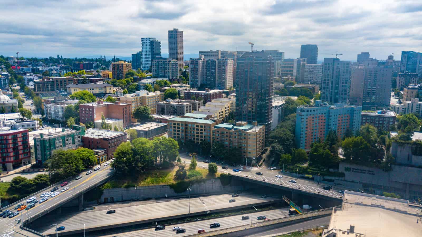 picture of Seattle, Washington city taken from drone