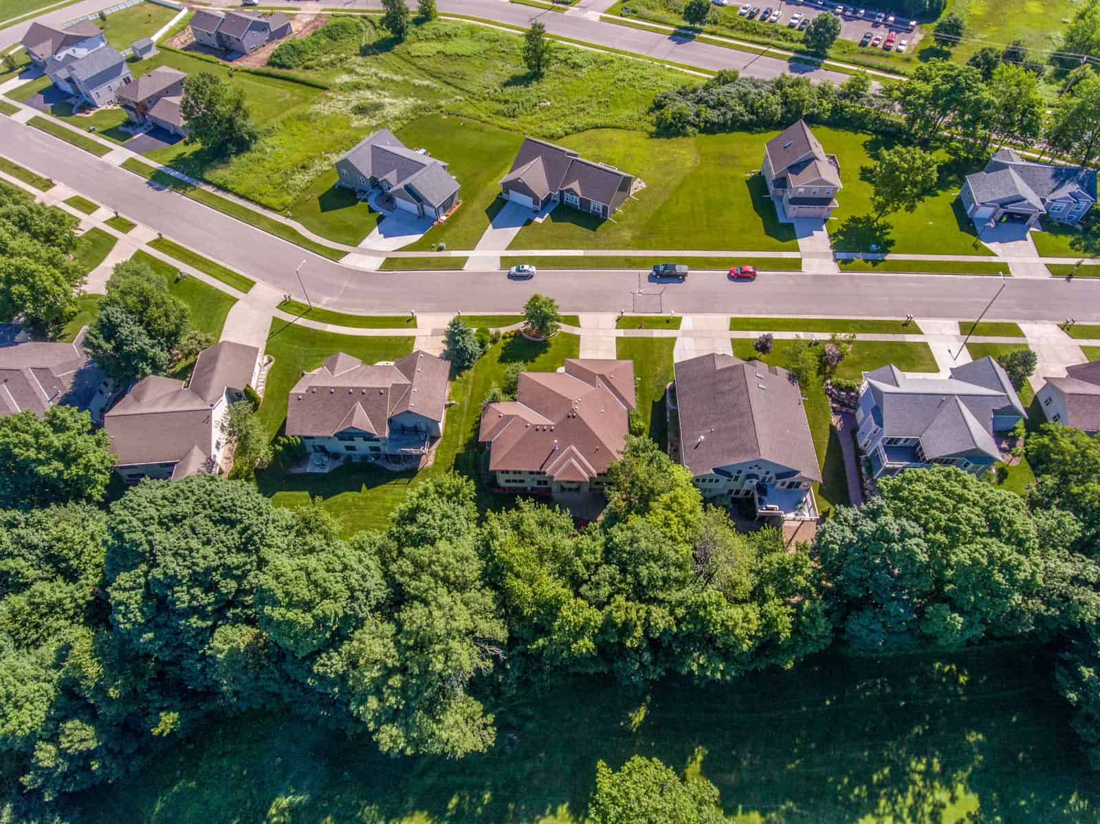 aerial drone photo of houses in Wisconsin