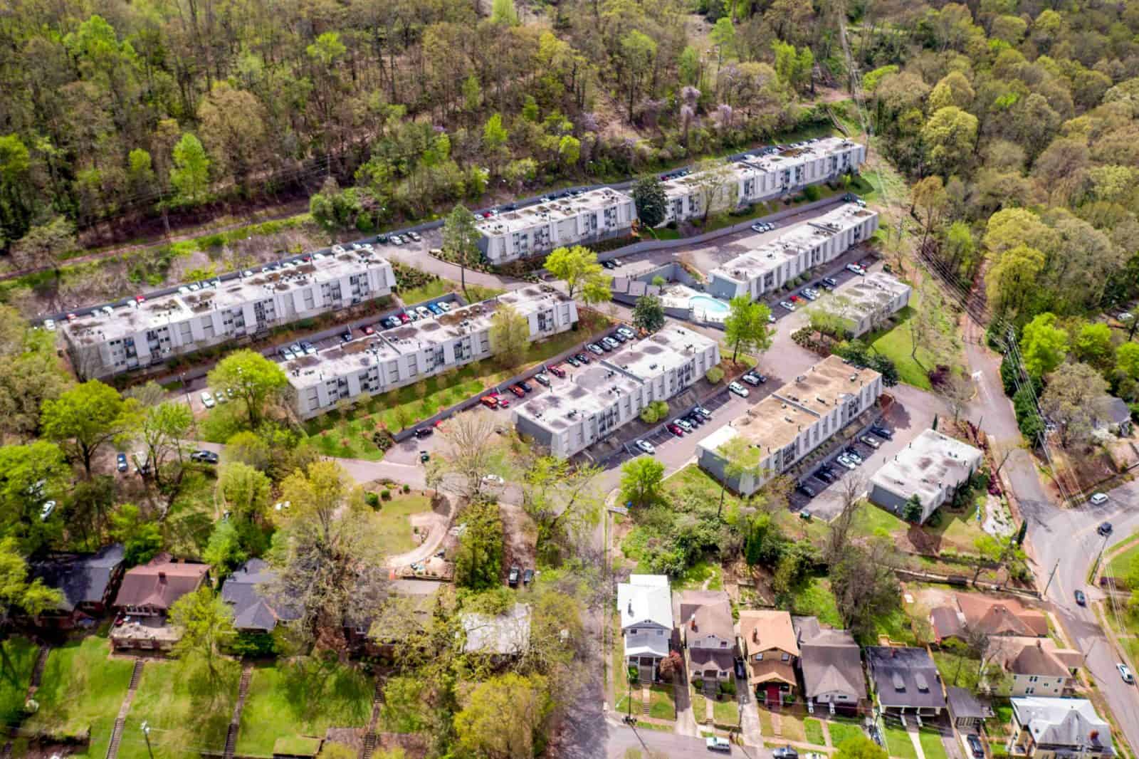 aerial drone photo of apartment community in Alabama