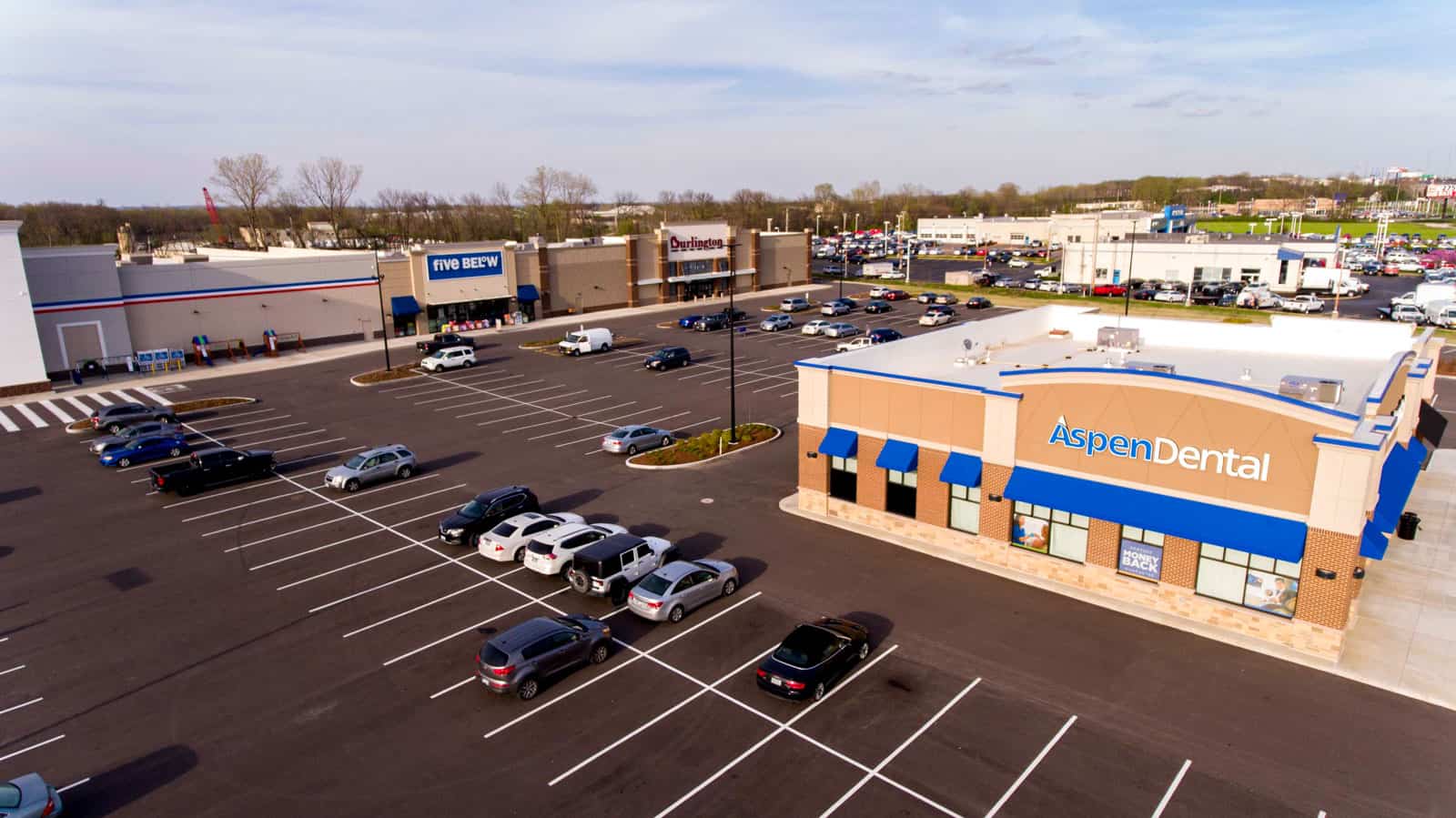 Aspen Dental and FiveBelow aerial drone photo in Missouri