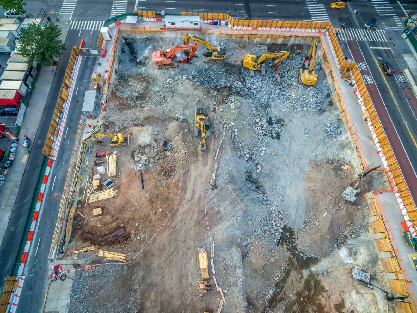 view of construction site in New York from drone