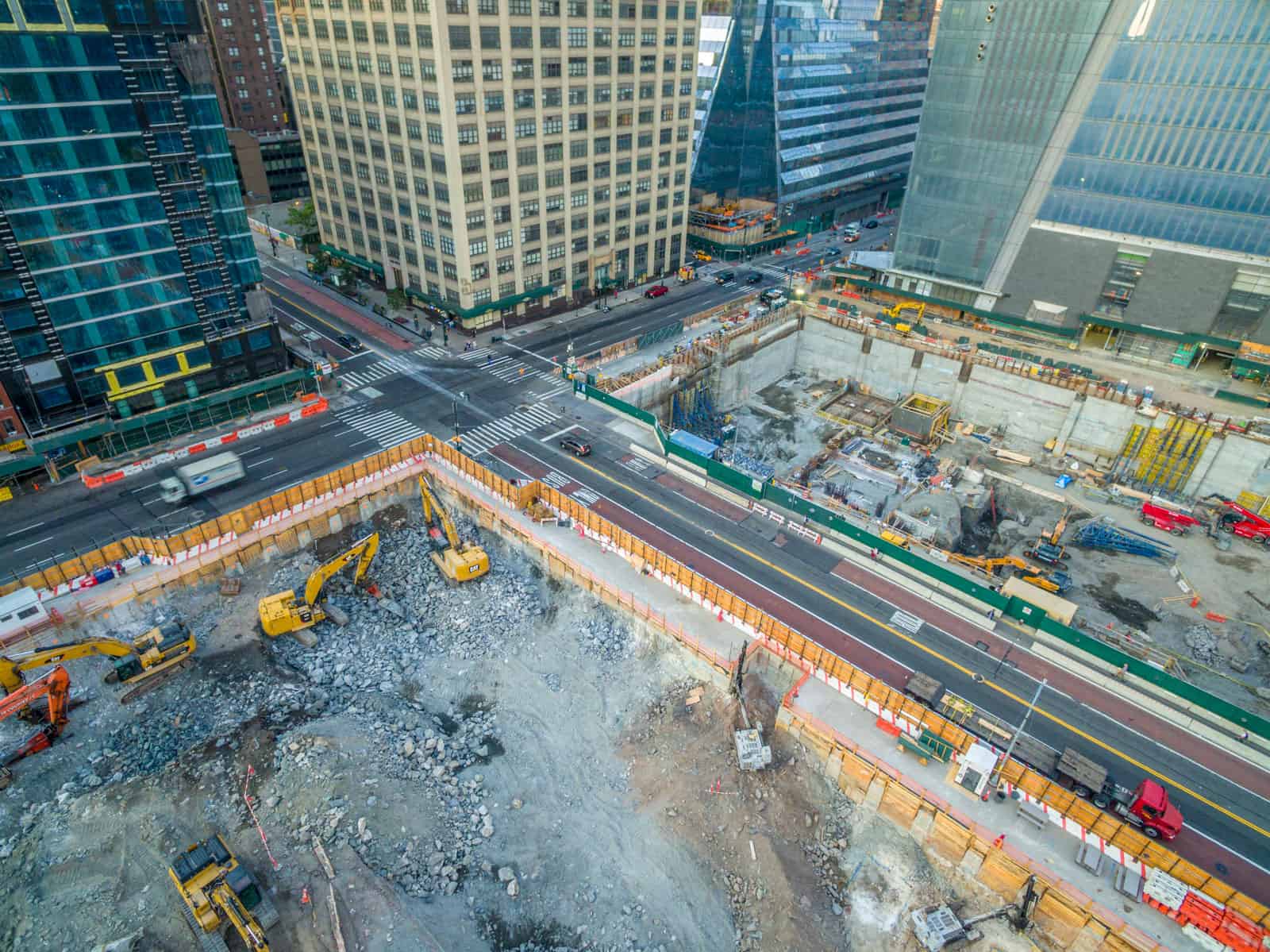 drone photo of construction site in New York City