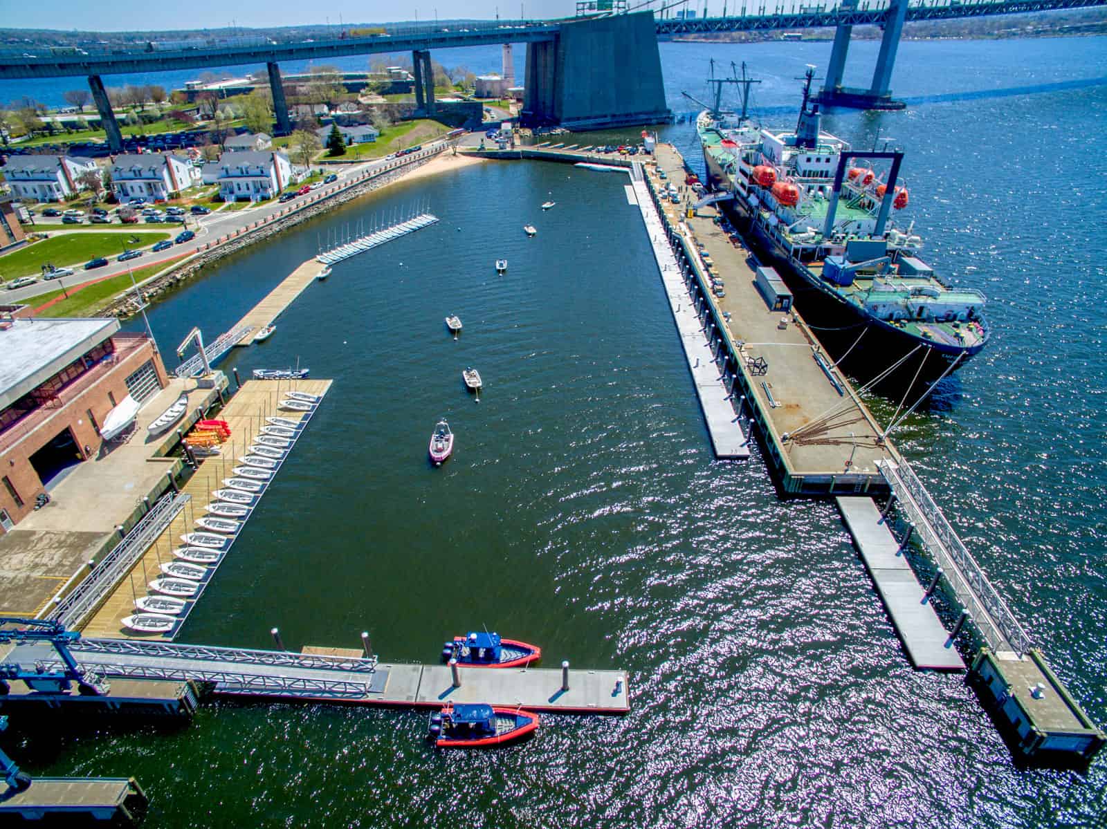 drone photo of marina in New York