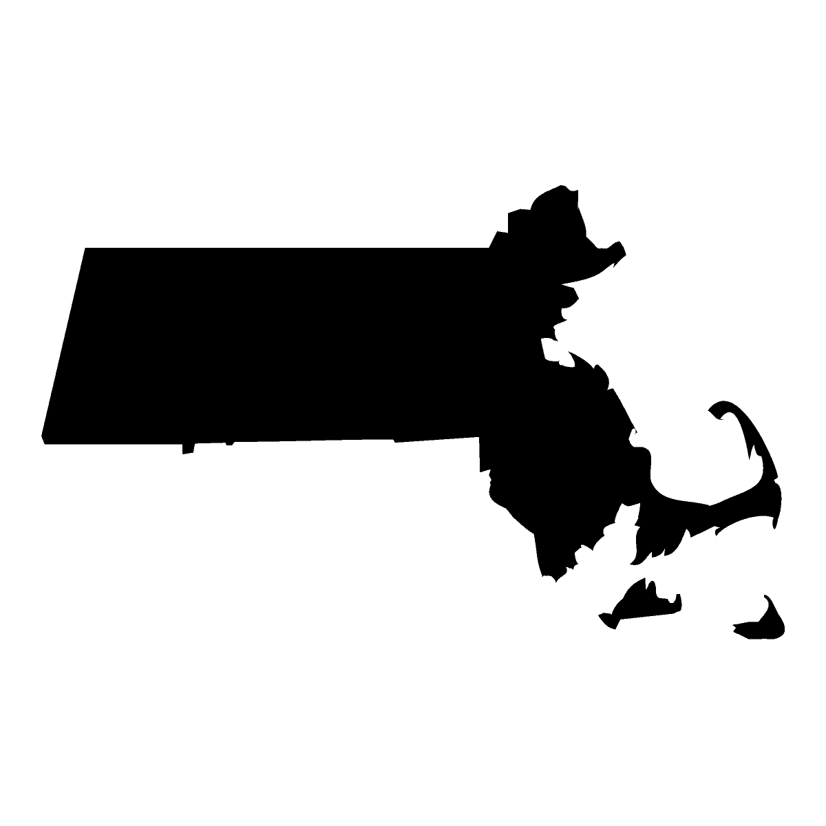Massachusetts state outline in black