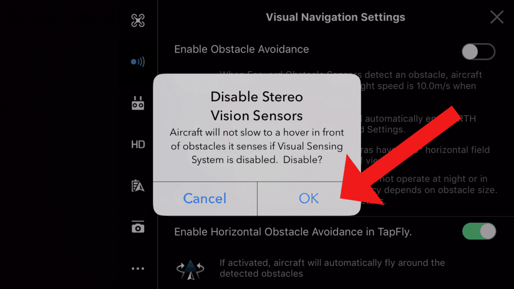 dji go disable obstacle avoidance