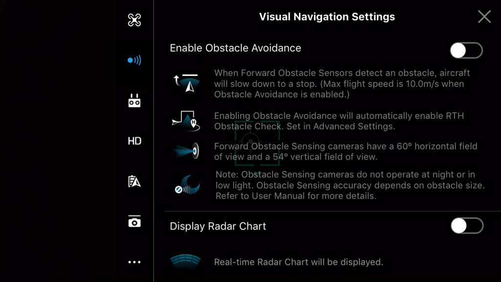dji go obstacle avoidance off