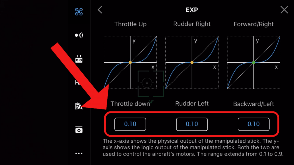 dji go expo settings set at 0.1