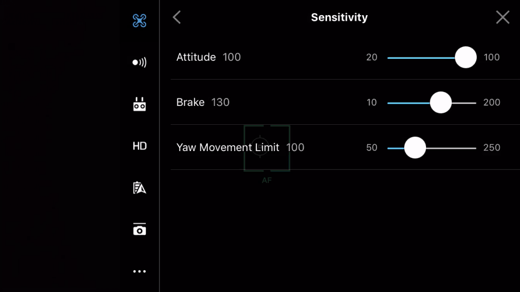 dji go sensitivity settings default