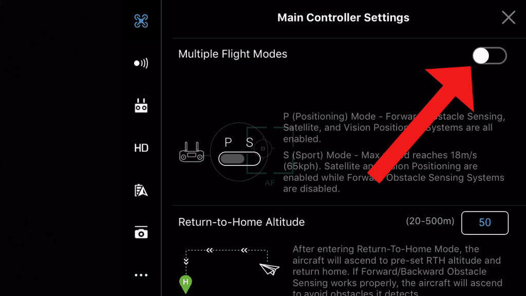dji go multiple flight modes turned off