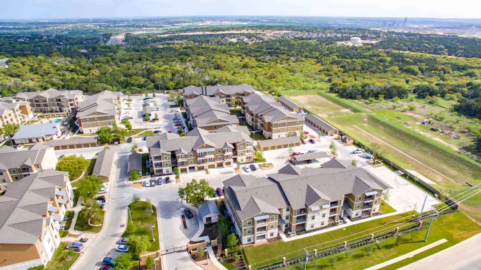 aerial drone photo of apartment complex in Texas