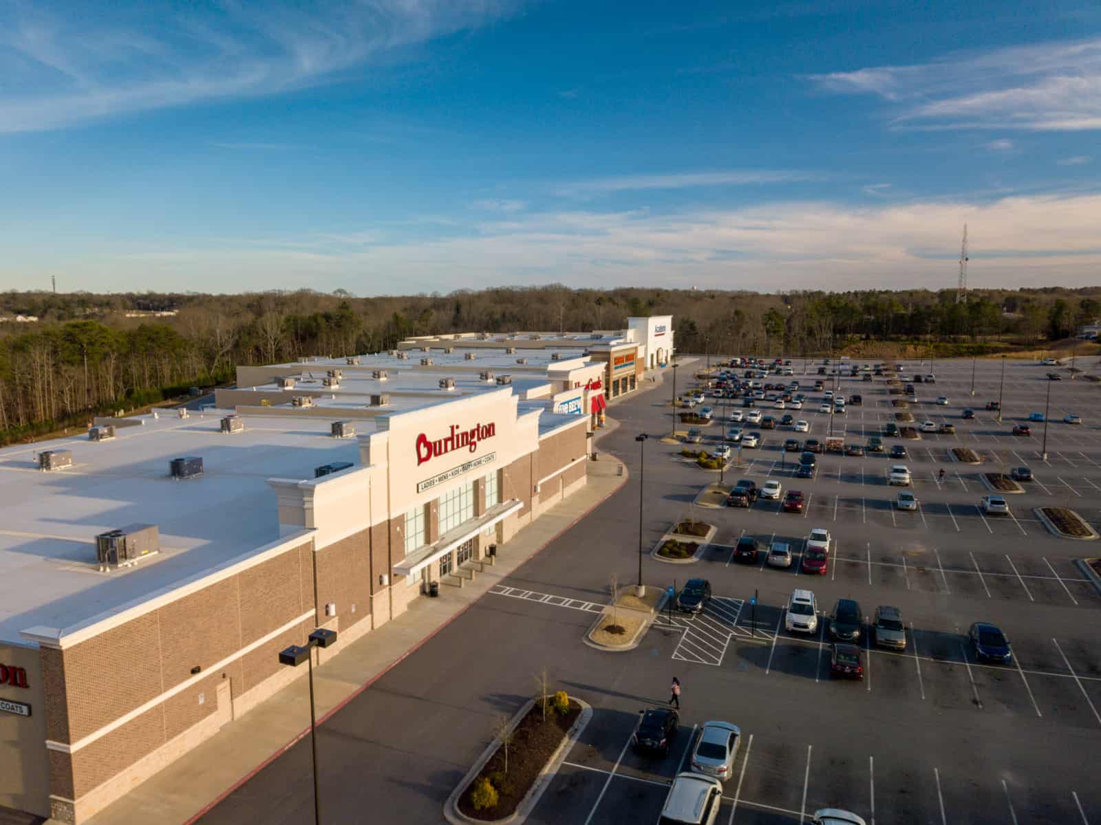 aerial drone photo of shopping center located in Georgia