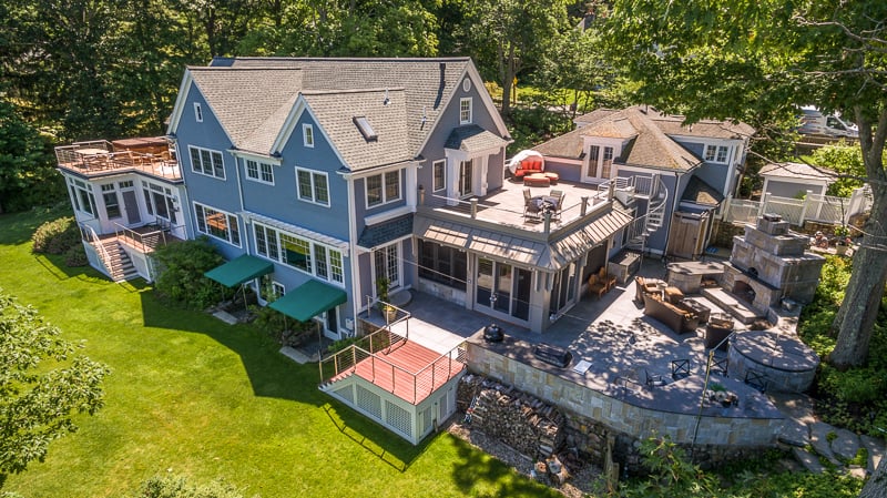 drone aerial real estate photo of house in Manchester by the Sea, Massachusetts