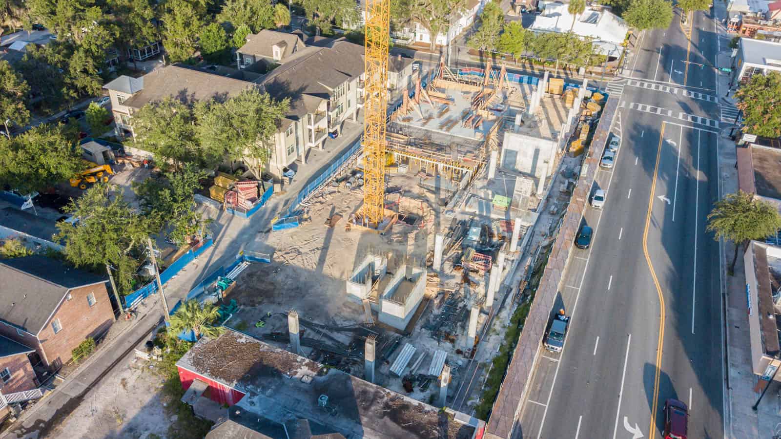 aerial drone photo of construction site in Gainesville, FL