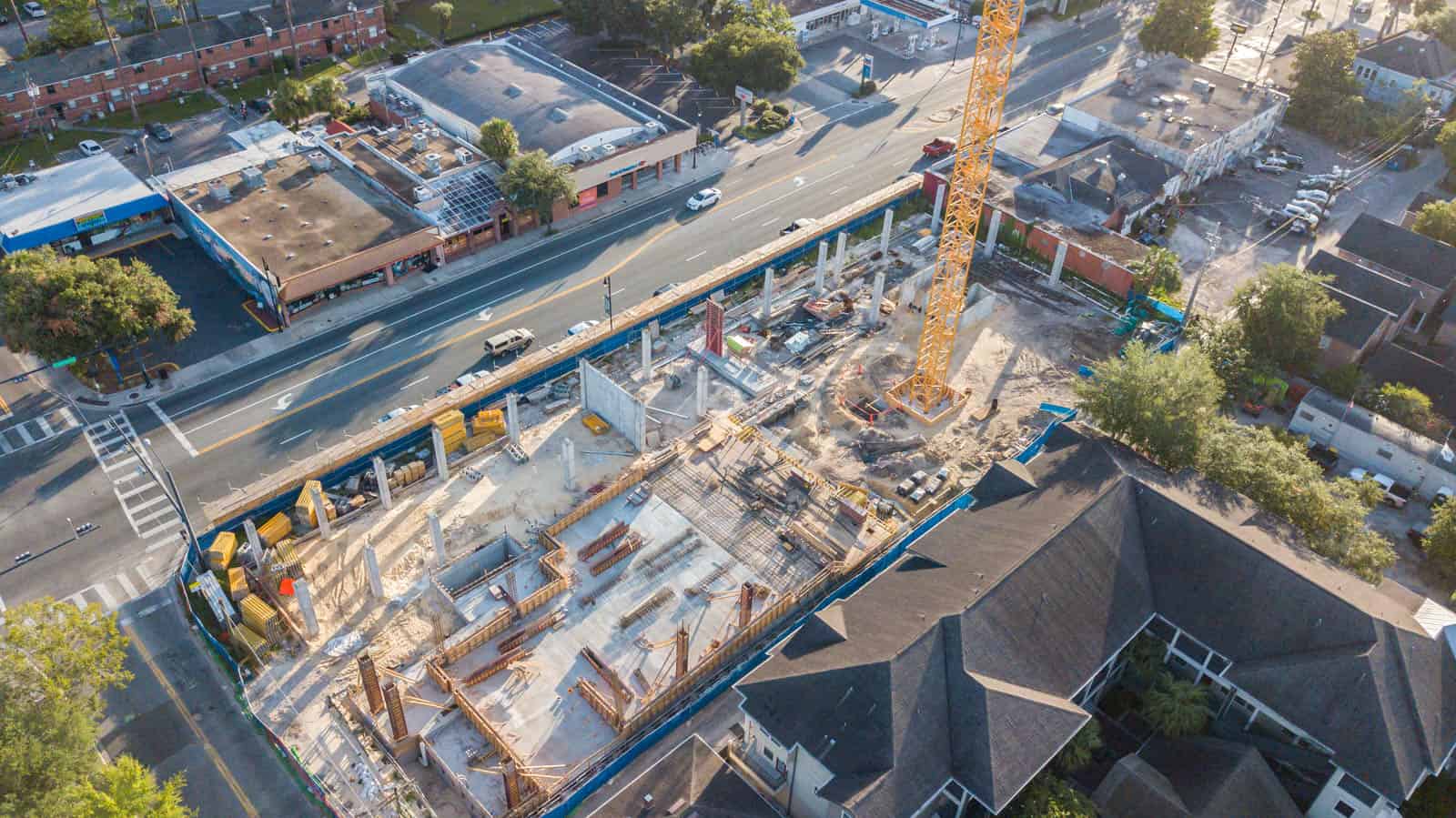 aerial drone photo of construction site in Gainesville, FL