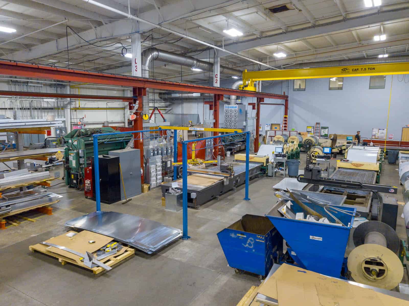 drone photo inside Cox Engineering HVAC facility in Randolph, MA